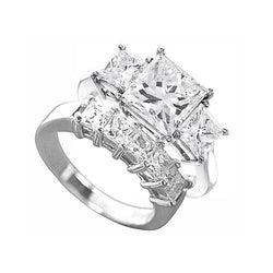 Princess Cut Diamond Engagement Ring Set 4.51 Carats