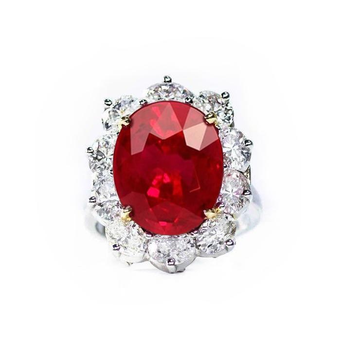 Brilliant Quality Ruby And Diamond Ring Women Jewelry Gold Gemstone Ring