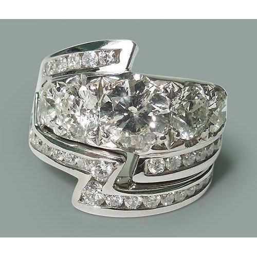 4.55 Carat Round Diamonds Wedding Ring And Band Set Band