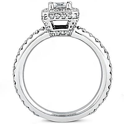 Halo Ring Diamond White Gold Engagement Halo Ring 2.12 Ct.