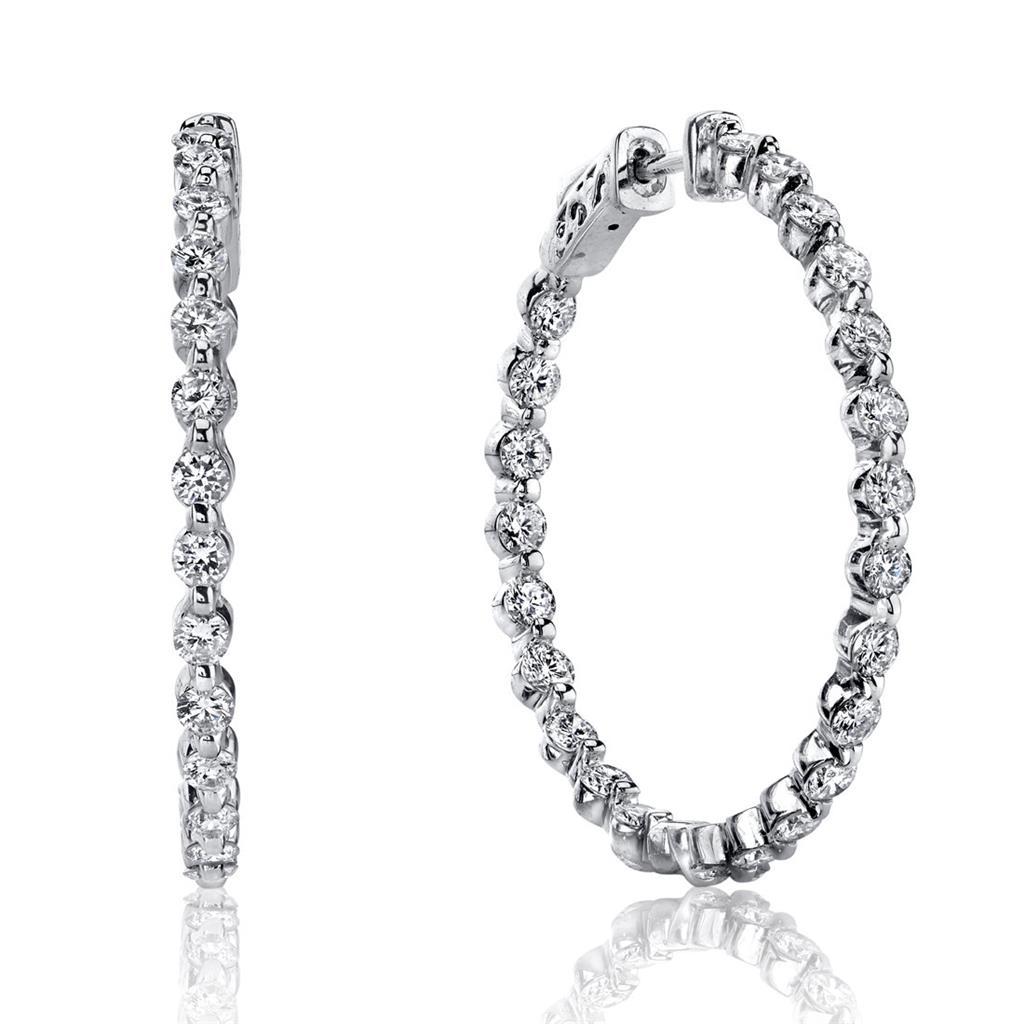 New  Round Brilliant Cut Diamonds Ladies Hoop Earrings