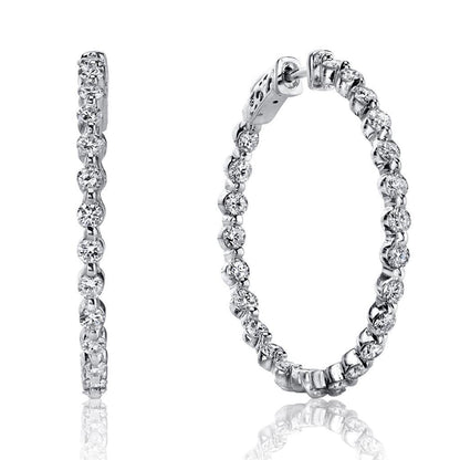 New  Round Brilliant Cut Diamonds Ladies Hoop Earrings