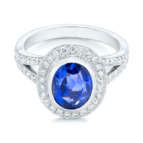  Sri Lanka Blue Sapphire And Diamonds Wedding  White Gold Gemstone Ring