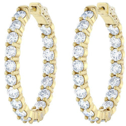 4.68 Carats Out In Sparkling Diamonds Hoop Earrings Gold Yellow 14K