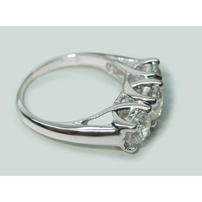 Three Stone Ring Round Diamond Three Stone Lucida Style Ring White Gold 2.25 Ct.