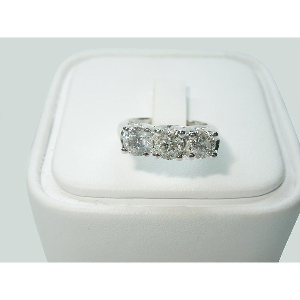 Round Diamond Three Stone Lucida Style Ring White Gold 2.25 Ct. Three Stone Ring