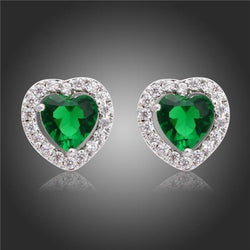 4.70 Ct Green Emerald And Natural Earth Mined Diamond Stud Halo Earring