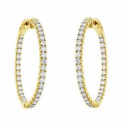4.70 Carats Brilliant Cut Diamonds Women Hoop Earrings Gold Yellow