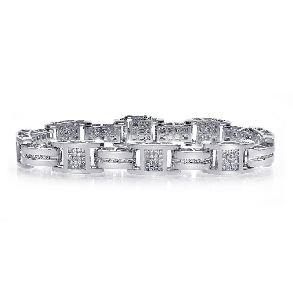 4.70 Carats Small Brilliant Cut Diamonds Mens Link Bracelet Wg 14K Mens Bracelet