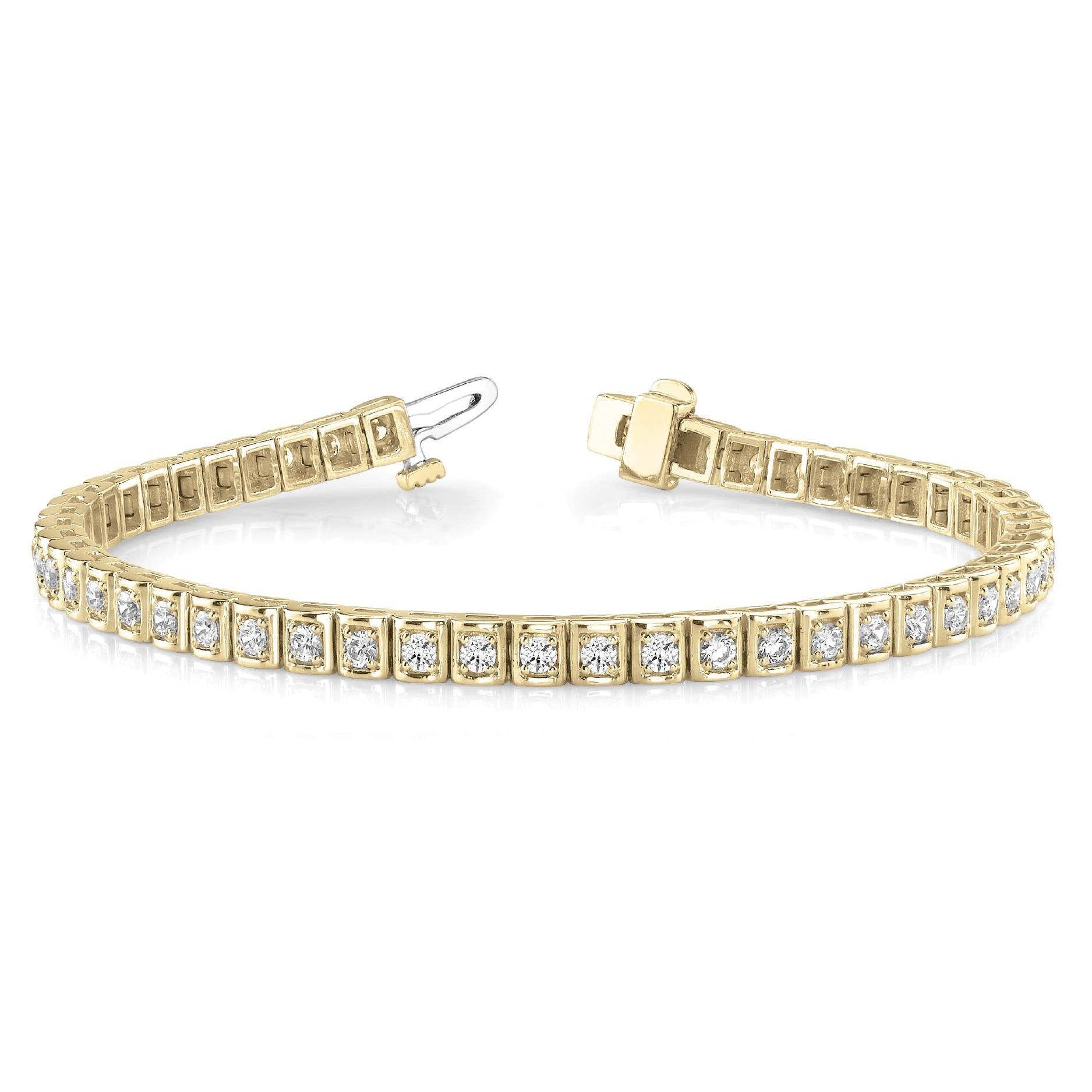 3.50 Carats Sparking Brilliant Cut Diamonds Tennis Bracelet Yg 14K Tennis Bracelet