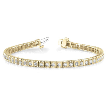 3.50 Carats Sparking Brilliant Cut Diamonds Tennis Bracelet Yg 14K Tennis Bracelet