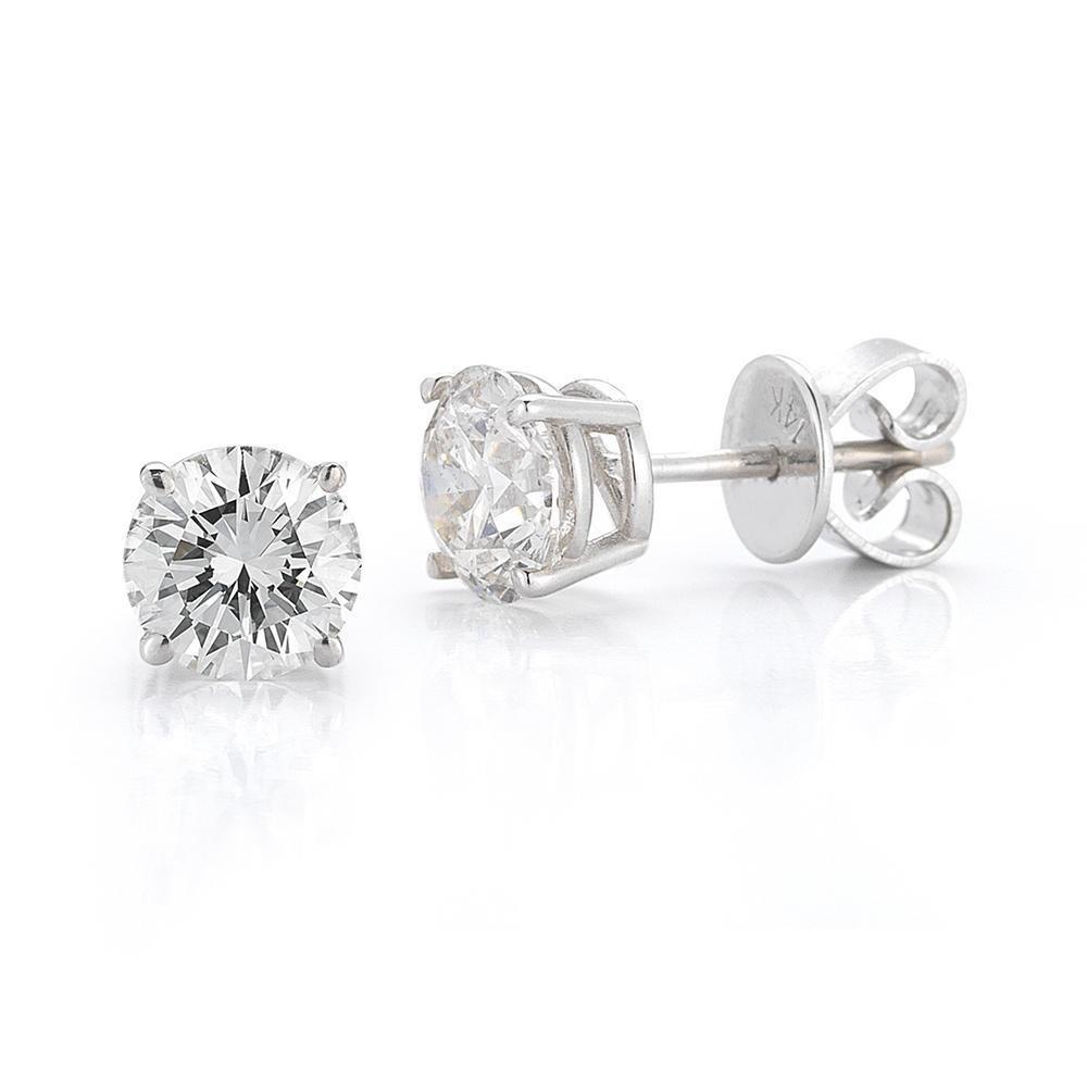 4.70 Carats Sparkling Prong Set Diamonds Studs Earrings White Gold Stud Earrings