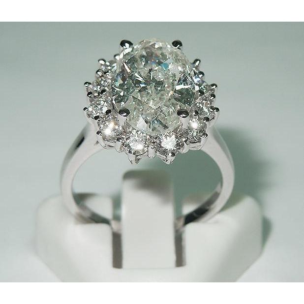 4.75 Carat Big Center Oval Diamond Halo Ring Halo Ring
