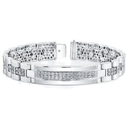 7 Carats Brilliant Cut Small Diamonds Men's Bracelet 14K WG
