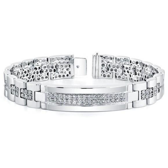 7 Carats Brilliant Cut Small Diamonds Mens Bracelet 14K Wg Mens Bracelet