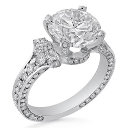Real  Round Diamond Antique Style Engagement Ring 4.75 Carats White Gold 14K