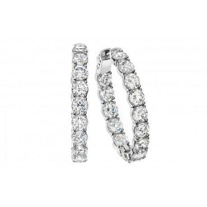 Amazing Brilliant Cut Diamonds Hoop Earrings Gold White  Jewelry 