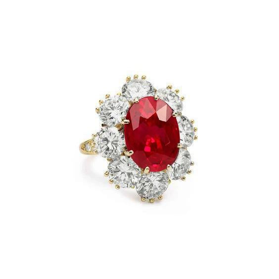 New Ladies  Natural Ruby With Diamonds Ring Yellow Gold   Gemstone Ring