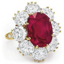 4.75 Ct Red Sapphire With Diamonds Wedding Ring White Gold 14K
