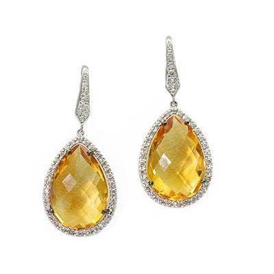 New High Quality Wedding    Madeira Citrine And Diamond Women Dangle Earrings