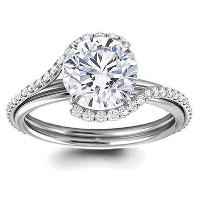 New Amazing  Engagement Wedding Solitaire Ring with Accents White Gold Diamond 