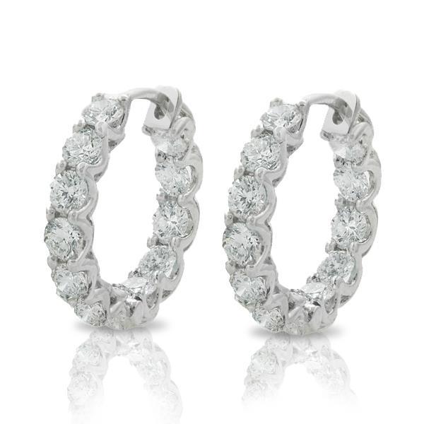  brilliant Diamonds Hoop Earrings Sparkling Round Cut 