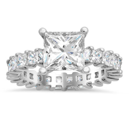 Fancy Princess Cut Vintage Style White Gold Diamond Solitaire Ring with Accents 