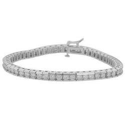 6.05 Carats Sparkling Round Cut Lab Grown Diamonds Channel Set Bracelet WG 10K