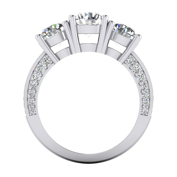 3.41 Ct. White Gold Natural Earth Mined Diamond Three Stone Wedding Ring