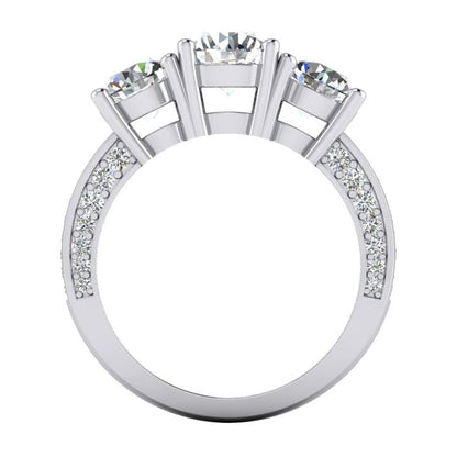 3.41 Ct. White Gold Natural Earth Mined Diamond Three Stone Wedding Ring
