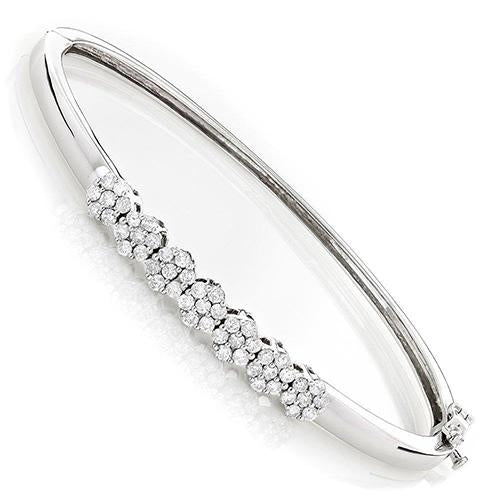 4.90 Carats Round Cut Diamonds Women Bangle Bracelet Gold White 14K Bangle