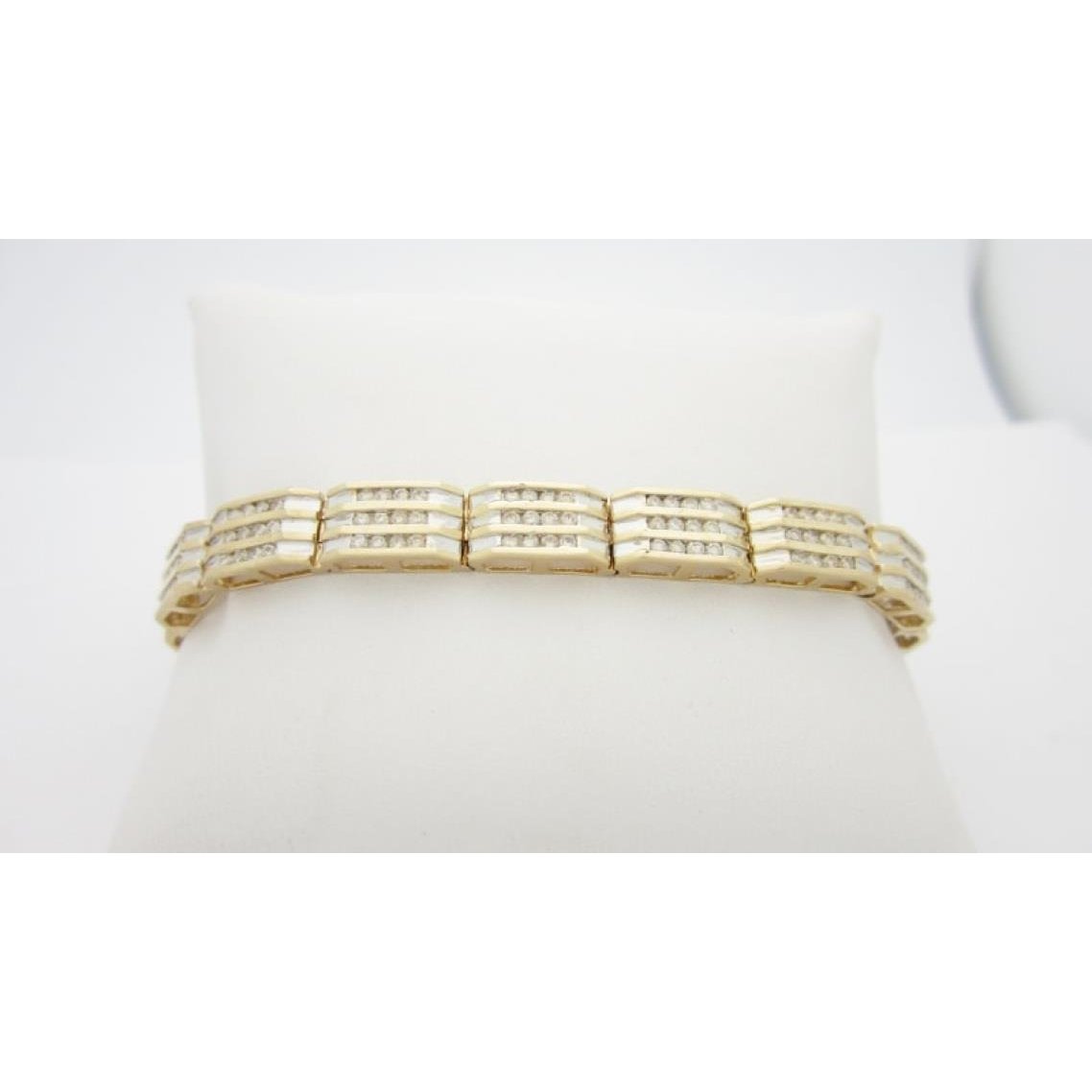 4.90 Carats Small Brilliant Cut Diamonds Mens Bracelet Yg 14K Mens Bracelet