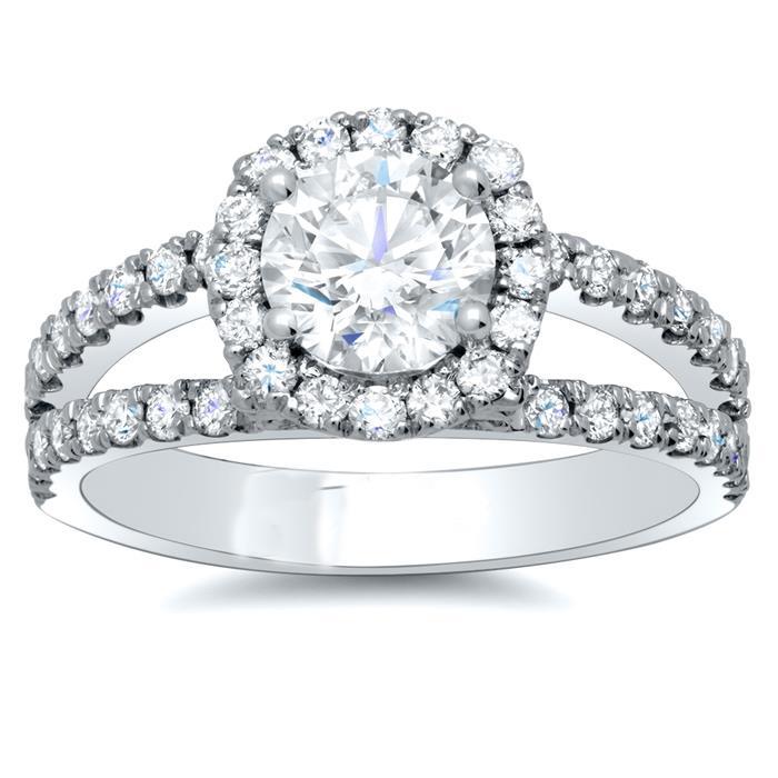 4.90 Ct Round Brilliant Cut Diamonds Engagement Ring White Gold 14K Halo Ring