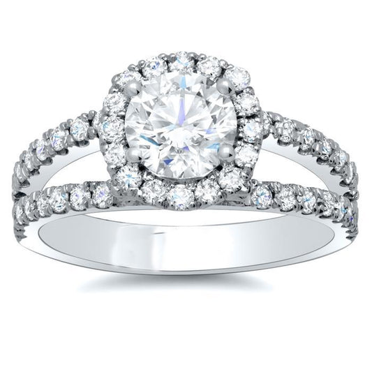 4.90 Ct Round Brilliant Cut Diamonds Engagement Ring White Gold 14K Halo Ring
