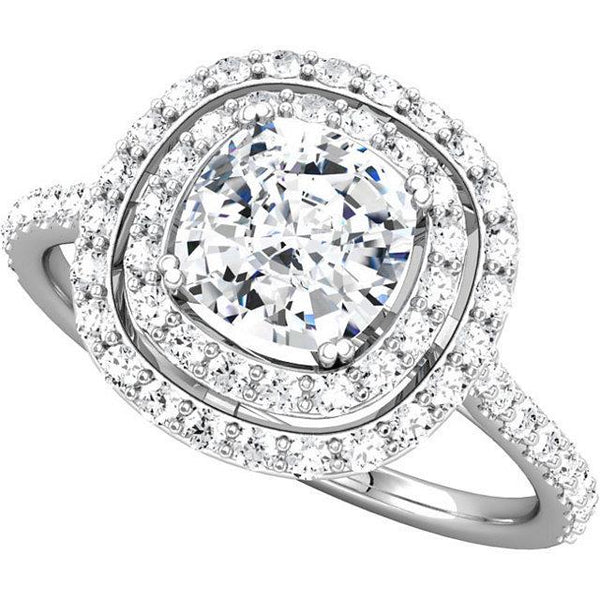 Halo Ring 2.16 Carat Sparkling Cushion Round Diamonds Wedding Ring Halo