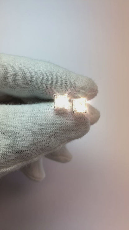 2 Ct Princess Cut F Vs1 Natural Earth Mined Diamond Stud Earring 14K White Gold