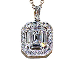 4 Carats Lab Grown Diamonds Women Pendant Necklace White Gold 14K