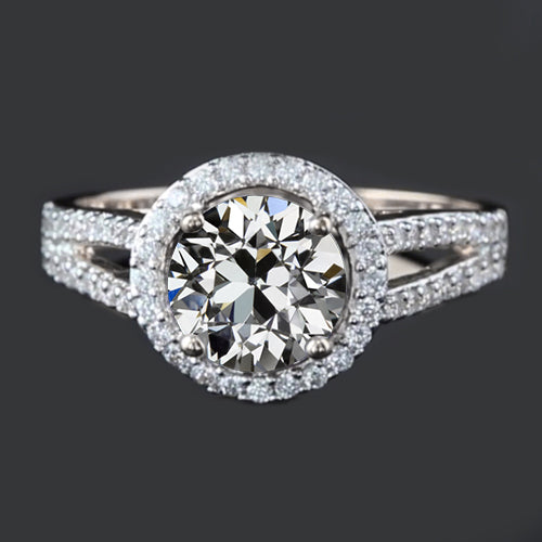 Halo Anniversary Ring Old Miner Cut Diamond