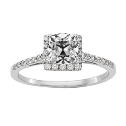 4 Carats Halo Cushion Old Cut Natural Earth Mined Diamond Engagement Ring With Accents