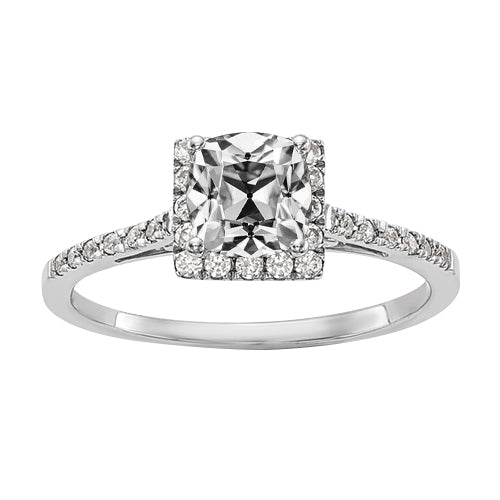 Halo Old Miner Diamond Engagement Ring With Accents 
