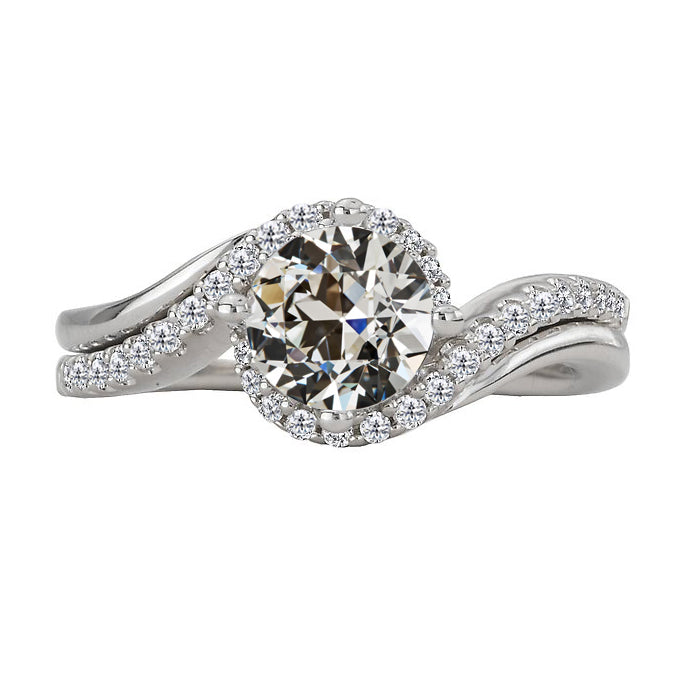 Halo Ring Old Miner Cut Diamond Gold