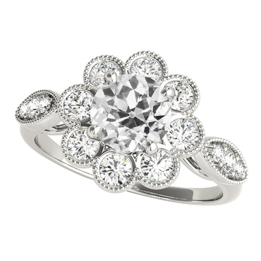 natural round diamond 4ct ring front view