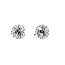 4 Carats Halo Stud Earrings Old Miner Diamonds White Gold 14K Jewelry