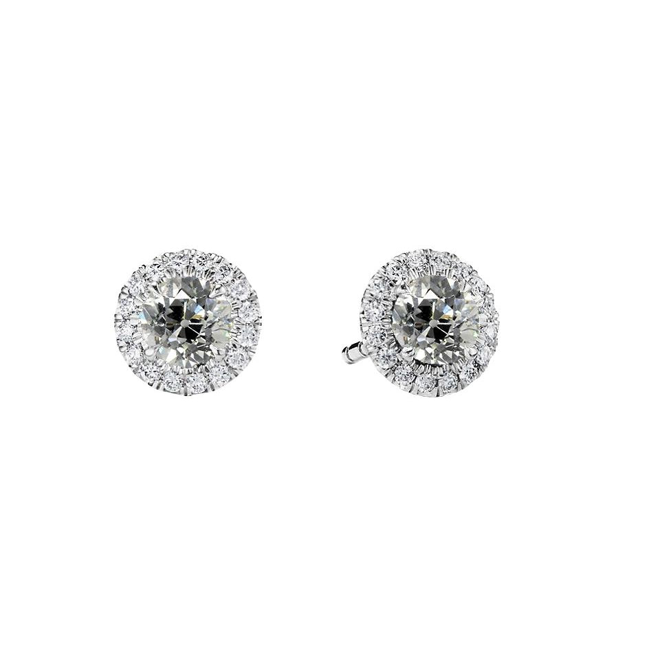 Fancy Style New Halo Stud Earrings Old Miner Diamonds