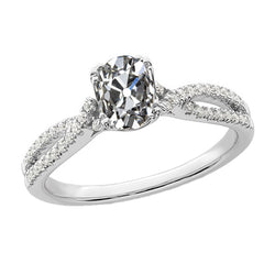 Real  4 Carats Round & Oval Old Cut Diamond Wedding Ring Split Shank