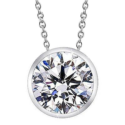4Ct Round Cut Big Natural Earth Mined Diamond Solitaire Pendant White Gold Lady Jewelry