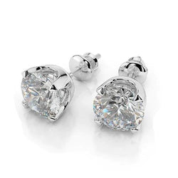 4 Ct Sparkling Round Diamond Studs White Gold Crown Setting Earrings