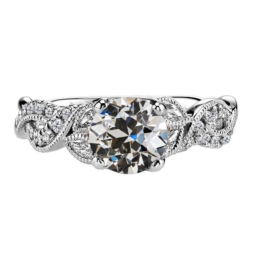 4 Prong Round & Pear Diamond Old Cut Milgrain Wedding Ring 3.50 Carat