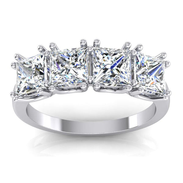 Unique Style White Sparkling Engagement White gold    U prong Princess band ring