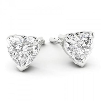4 Carats Heart Cut GIA Certified Lab Grown Diamond Stud Earrings